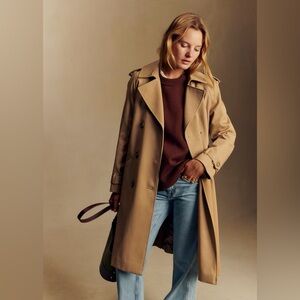 Sezane Scott Trench Coat in Camel (Size 36)